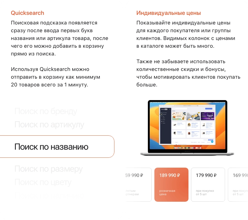 Быстрый поиск и индивидуальные цены в Альфа B2B